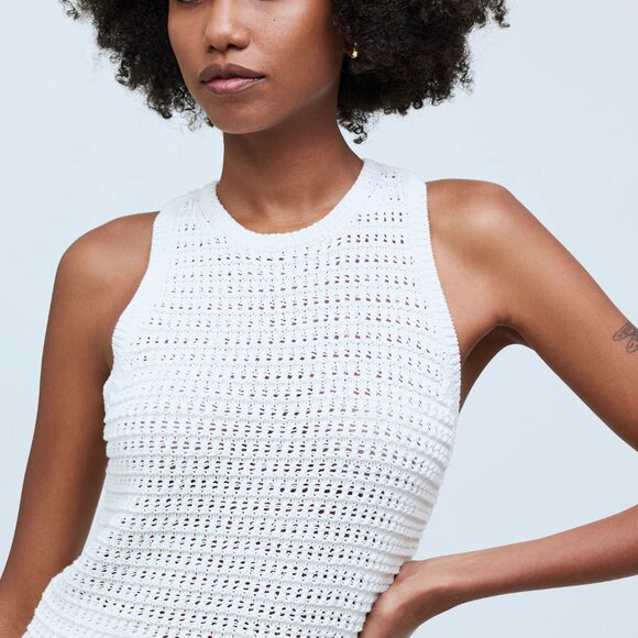 [NWT] Madewell Crochet-Knit Crewneck Sweater Tank in Bright Ivory - Picture 6 of 6